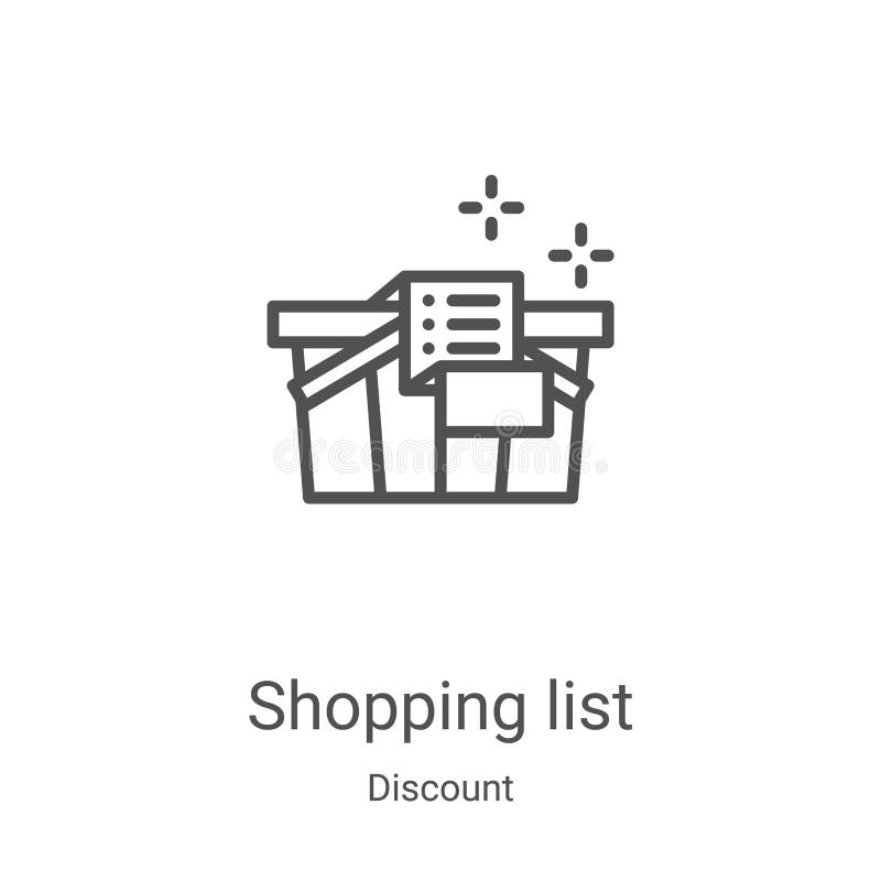 Einkaufsliste-Icon-Vektor für Discount-Sammlung Darstellung des Vektors der Leuchtenmarkierung Lineares Symbol für vektor abbildung Einkaufsliste-Icon-Vektor für Discount-Sammlung Darstellung des Vektors der Leuchtenmarkierung Lineares Symbol für vektor abbildung