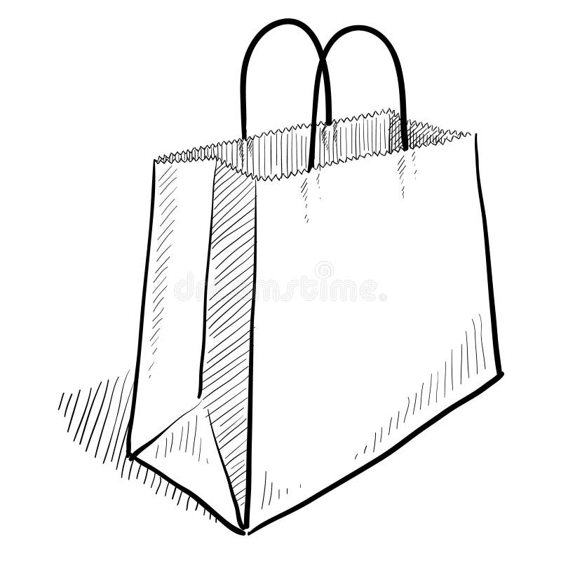 Doodle style shopping bag, retail, or e-commerce illustration. Doodle style shopping bag, retail, or e-commerce illustration