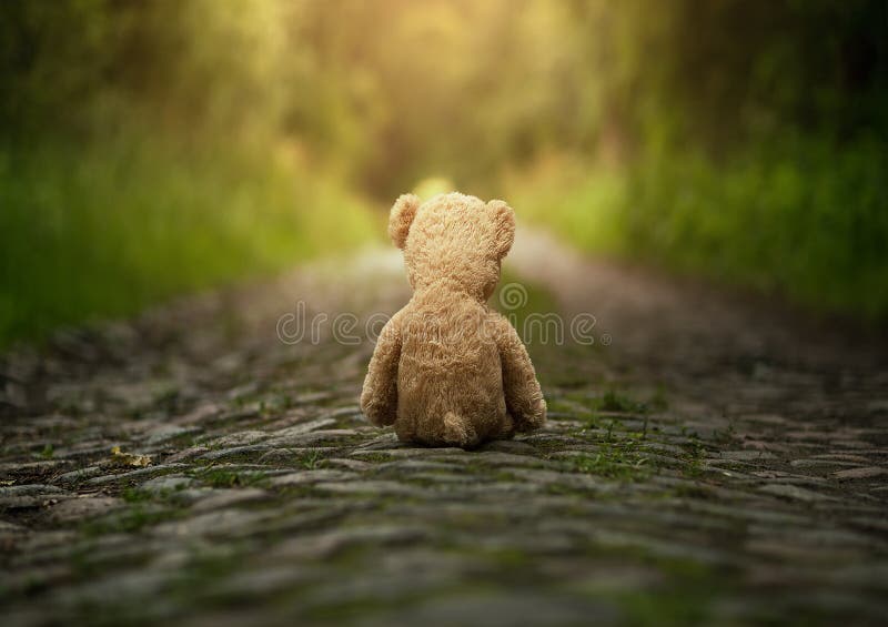 Einsamer Teddybär betreffen die Straße
