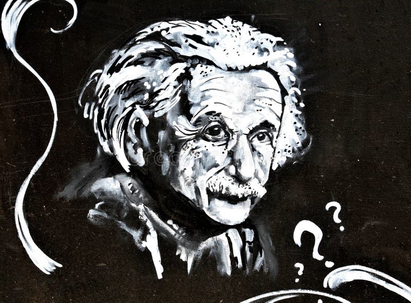 LINCOLN, UK - APRIL 9, 2015: Graffiti depicting famous scientist Albert Einstein decorates wall in the centre of Lincoln, England. Einstein was a famous physicist known for its Theory of Relativity