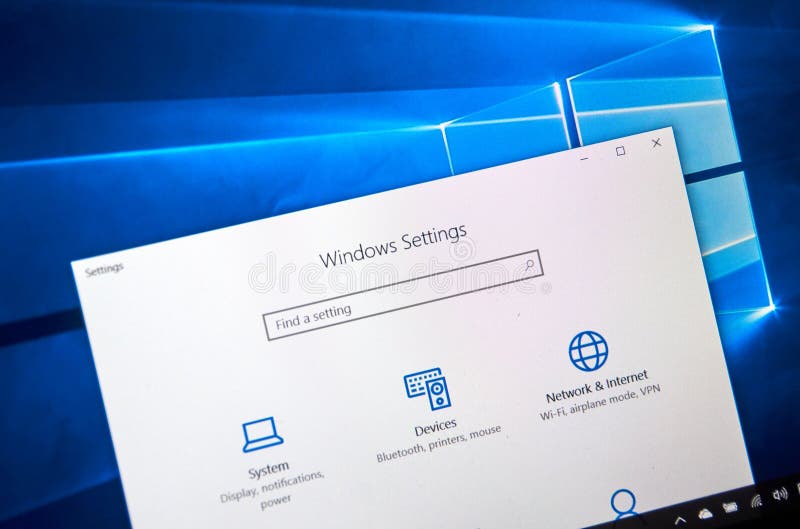 Einstellungsseite Windows 10 lizenzfreie stockfotografie Einstellungsseite Windows 10 lizenzfreie stockfotografie