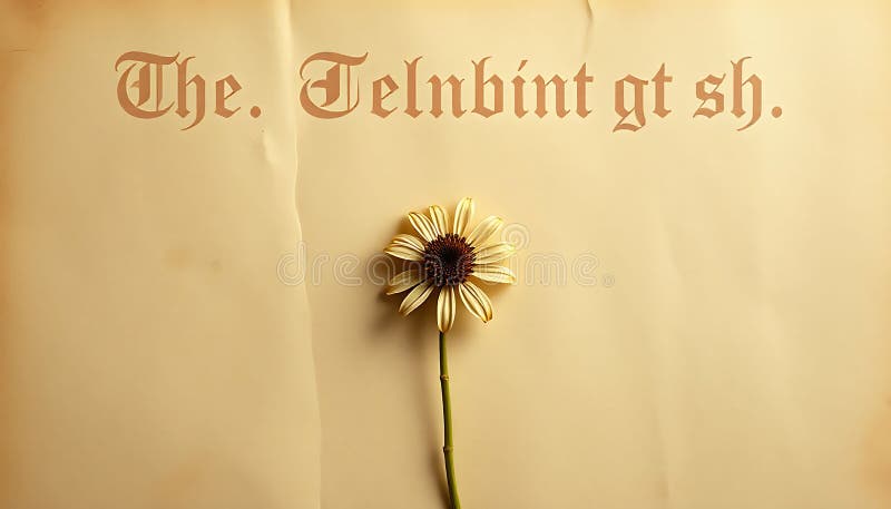 Einzelne Blume ruhen alte Papiersorte Hintergrund schwacher Text. vektor abbildung