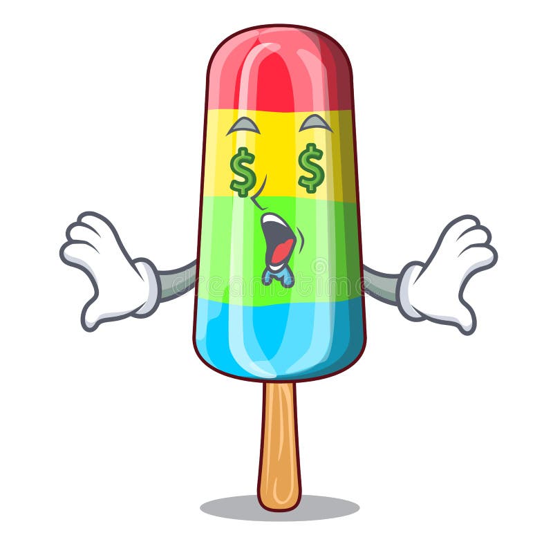 Eiscremestock des Geldauges bunter auf Maskottchen stock abbildung Eiscremestock des Geldauges bunter auf Maskottchen stock abbildung