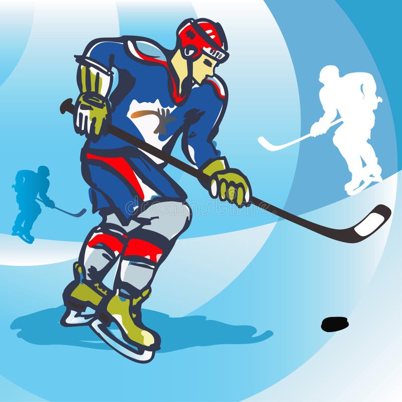 Eishockeyspieler-vektorabbildung. lizenzfreie abbildung Eishockeyspieler-vektorabbildung. lizenzfreie abbildung