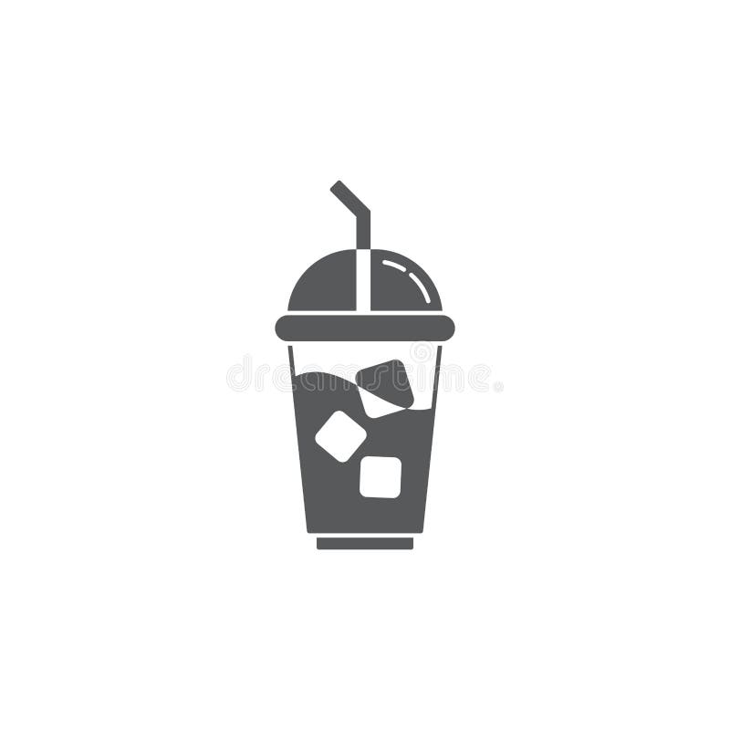 Eiskaffee mit Eiswürfeln Symbol für das Symbol des Vektors, das auf weißem Hintergrund isoliert ist