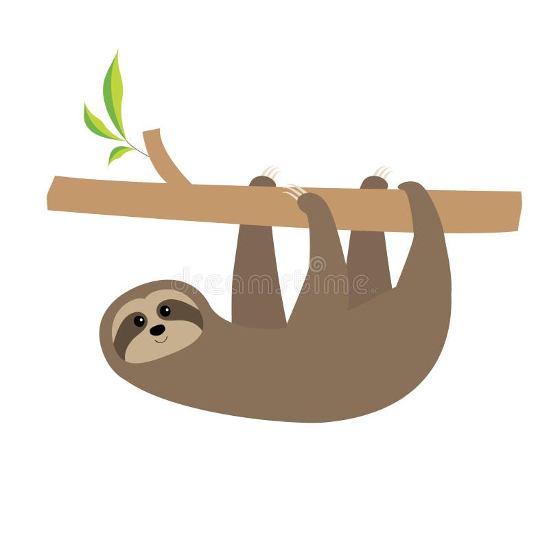 Ejecución de la pereza en rama de árbol Personaje de dibujos animados lindo Colección salvaje del animal del joungle Madre y bebé libre illustration Ejecución de la pereza en rama de árbol Personaje de dibujos animados lindo Colección salvaje del animal del joungle Madre y bebé libre illustration