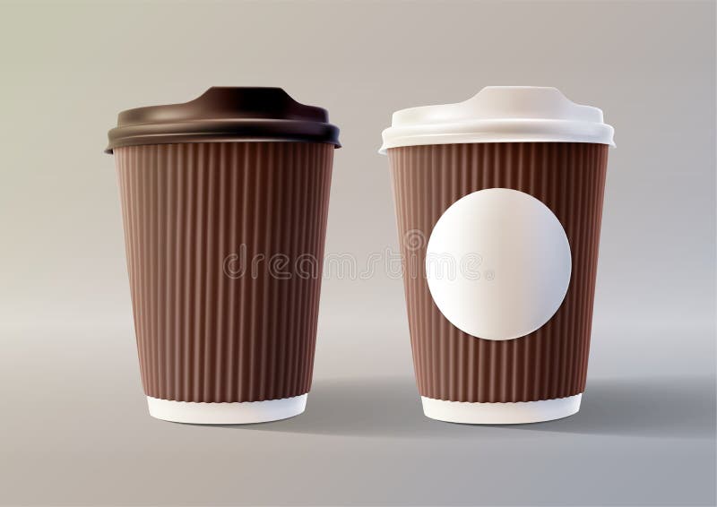 Ejemplo acodado tazas EPS 10 del vector de la ondulación del café de Brown ilustración del vector
