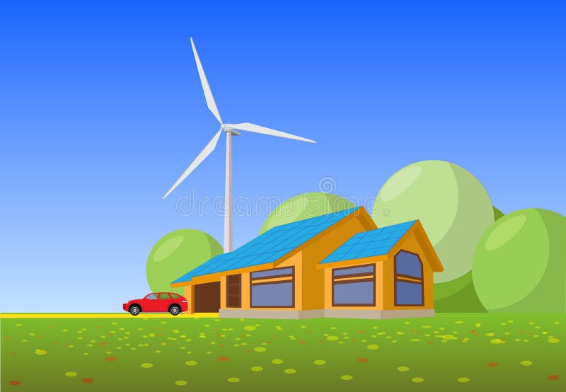 Ejemplo aislado del vector de la casa limpia de la energía eléctrica ilustración del vector Ejemplo aislado del vector de la casa limpia de la energía eléctrica ilustración del vector