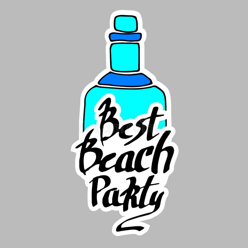 Ejemplo animal divertido del gráfico de la mano de la botella de la caligrafía del verano stock de ilustración