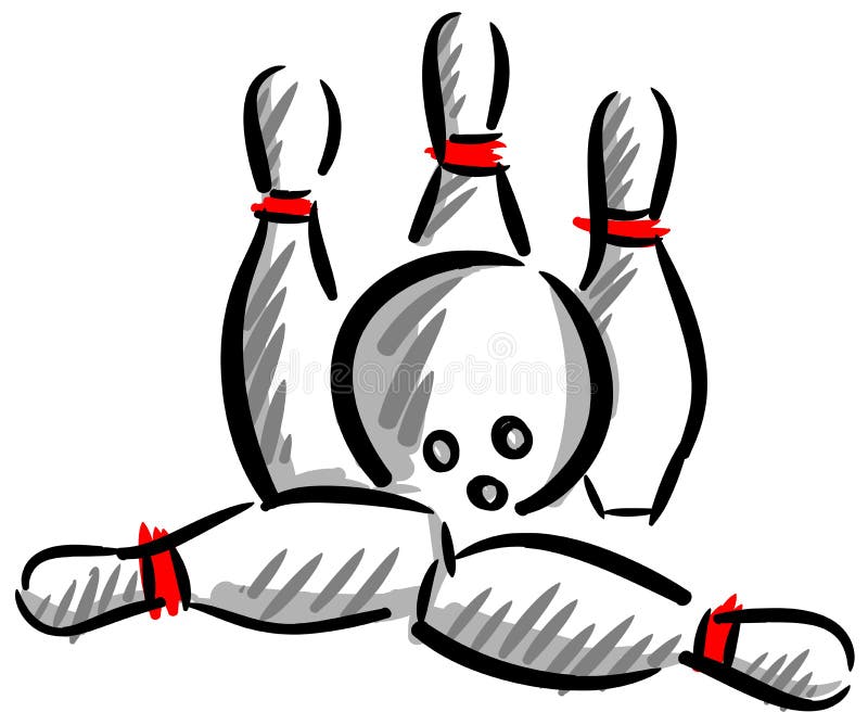 Ejemplo artístico de la huelga de los bolos aislado ilustración del vector Ejemplo artístico de la huelga de los bolos aislado ilustración del vector