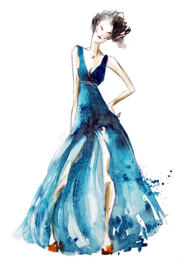 Ejemplo Azul De La Moda Del Pintura De La Acuarela de ilustración - Ilustración pintura, salpicadura:
