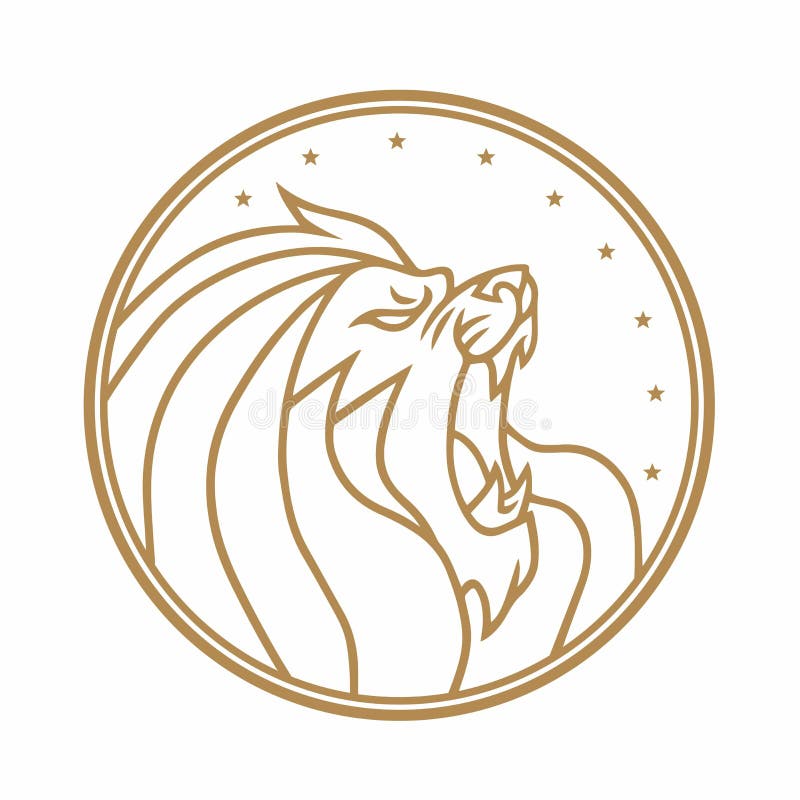 Ejemplo blanco del vector del fondo de Lion Roaring Circle Gold Logo libre illustration Ejemplo blanco del vector del fondo de Lion Roaring Circle Gold Logo libre illustration