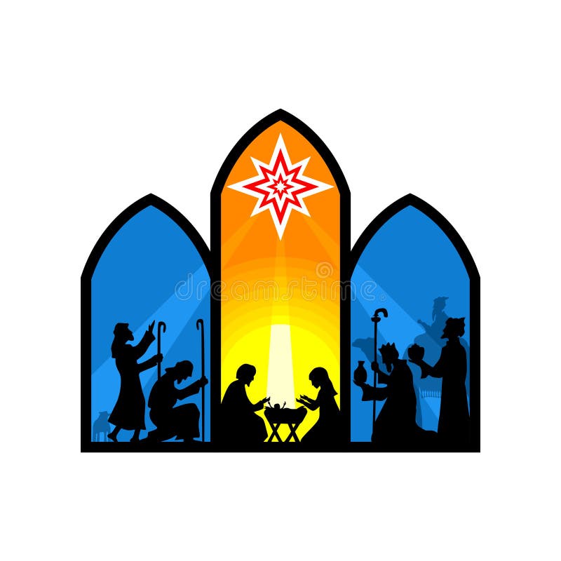 Ejemplo bíblico Historia de la Navidad Maria y José con el bebé Jesús Escena de la natividad cerca de la ciudad de Belén stock de ilustración Ejemplo bíblico Historia de la Navidad Maria y José con el bebé Jesús Escena de la natividad cerca de la ciudad de Belén stock de ilustración