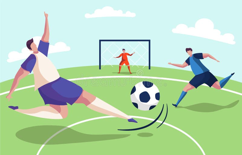 Ejemplo colorido de un partido de fútbol del fútbol ilustración del vector Ejemplo colorido de un partido de fútbol del fútbol ilustración del vector
