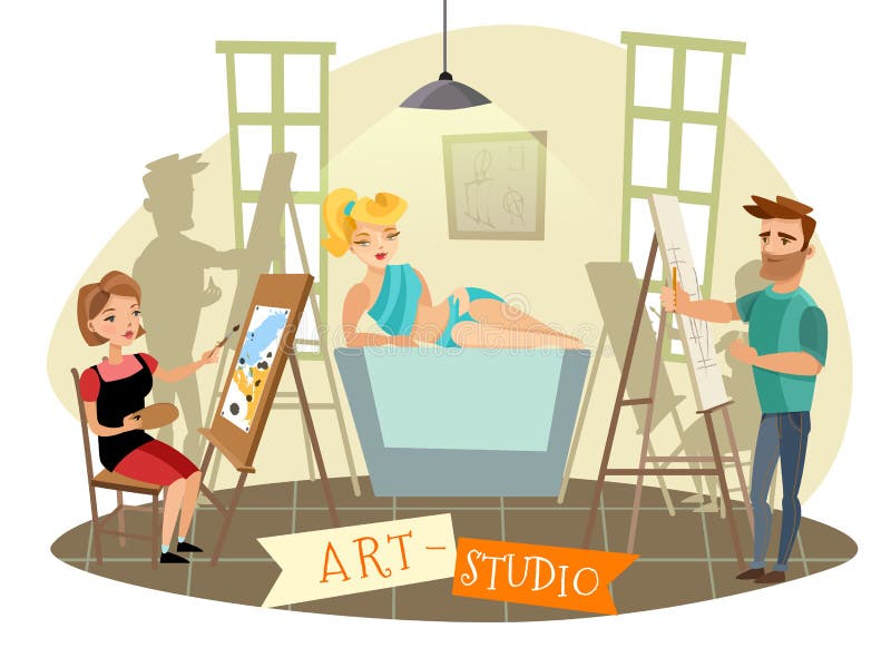 Ejemplo de Art Studio Creative Process Cartoon ilustración del vector Ejemplo de Art Studio Creative Process Cartoon ilustración del vector