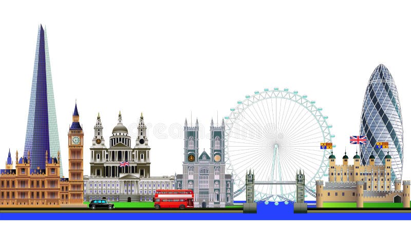 Ejemplo de color del vector del extracto del horizonte de la ciudad de Londres Aislado libre illustration Ejemplo de color del vector del extracto del horizonte de la ciudad de Londres Aislado libre illustration