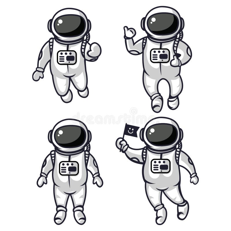 Ejemplo de cuatro astronautas lindos libre illustration Ejemplo de cuatro astronautas lindos libre illustration