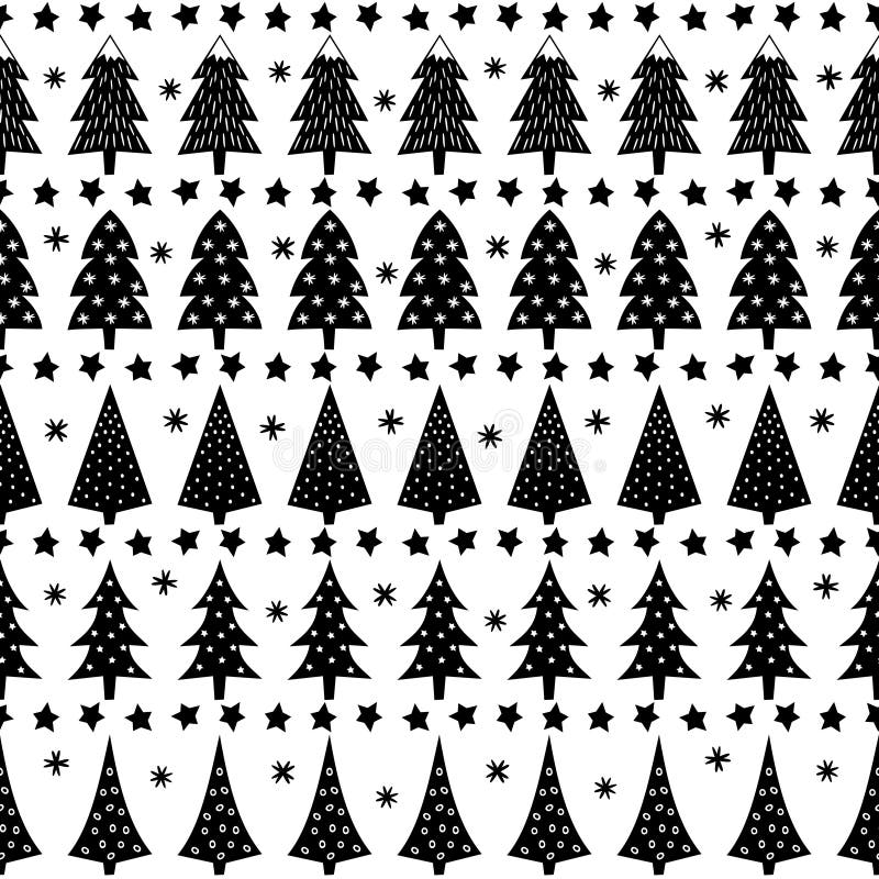 Ejemplo de Forest Background Modelo inconsútil simple de la Navidad - árboles de Navidad, estrellas, copos de nieve stock de ilustración Ejemplo de Forest Background Modelo inconsútil simple de la Navidad - árboles de Navidad, estrellas, copos de nieve stock de ilustración