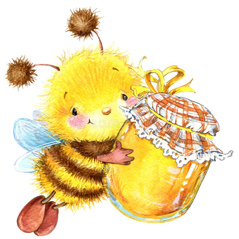 Ejemplo de la acuarela de la abeja del insecto de la historieta I