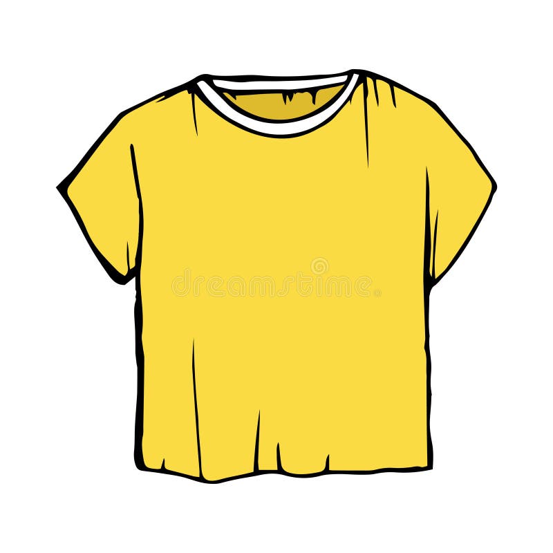 Ejemplo De La Camiseta Ropa Del Dibujo Del Esquema De Los Niños Camisetas  Amarillas Del Bosquejo Stock de ilustración - Ilustración de blanco, ropa:  131070358