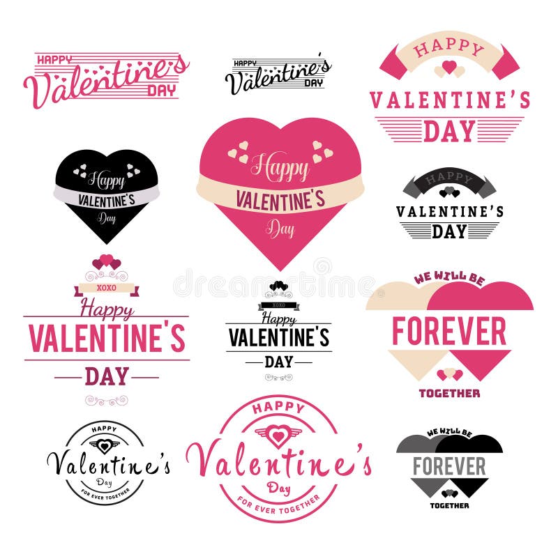 Ejemplo de la etiqueta de día de San Valentín y de la colección de la cinta - vector stock de ilustración Ejemplo de la etiqueta de día de San Valentín y de la colección de la cinta - vector stock de ilustración
