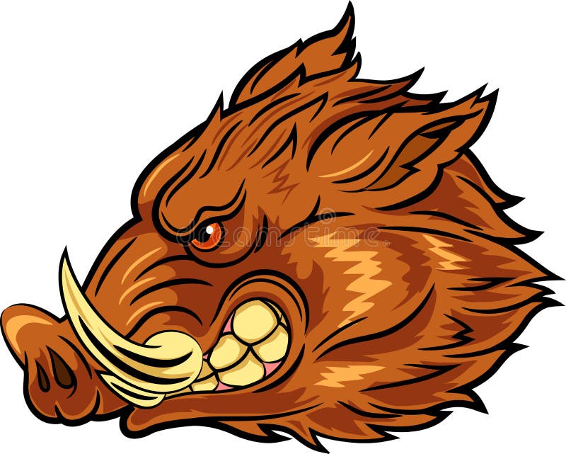 Ejemplo de la historieta de la mascota principal del jabalí ilustración del vector Ejemplo de la historieta de la mascota principal del jabalí ilustración del vector