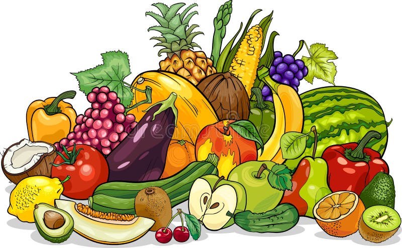 Ejemplo de la historieta del grupo de las frutas y verduras