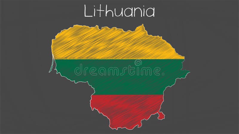 Ejemplo de la mapa-bandera de Lituania ilustración del vector Ejemplo de la mapa-bandera de Lituania ilustración del vector
