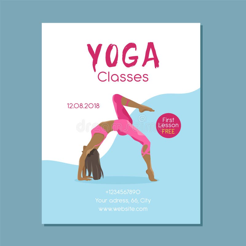 Ejemplo de la muchacha de la yoga en actitud Folleto moderno del vector stock de ilustración Ejemplo de la muchacha de la yoga en actitud Folleto moderno del vector stock de ilustración