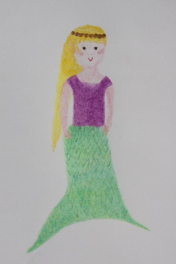 Ejemplo De La Sirena En Lápiz Del Color Stock de ilustración - Ilustración  de sirena, fondo: 108671352