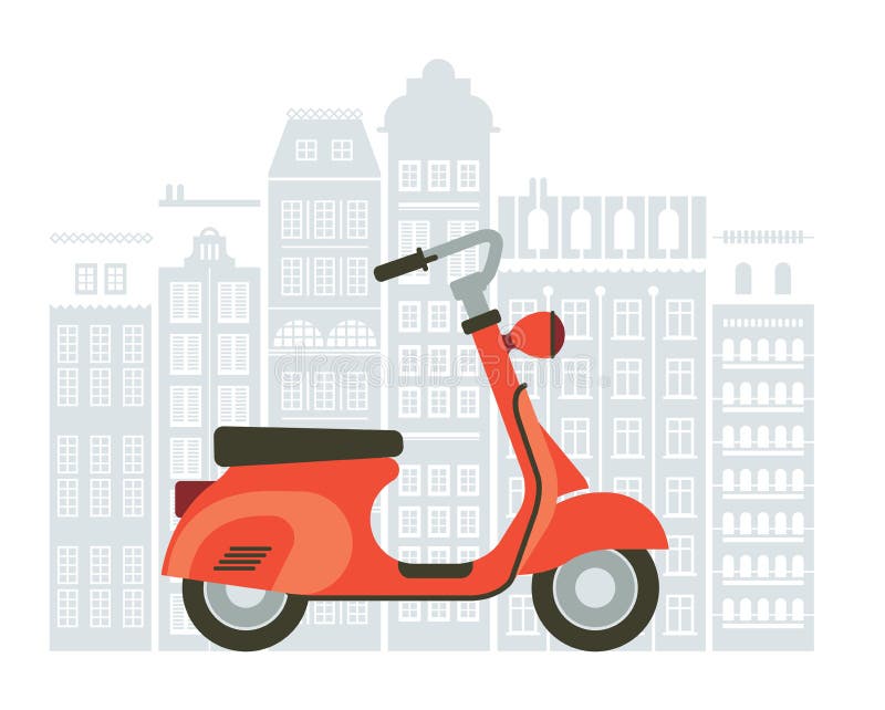 Ejemplo de la vespa en la calle stock de ilustración Ejemplo de la vespa en la calle stock de ilustración