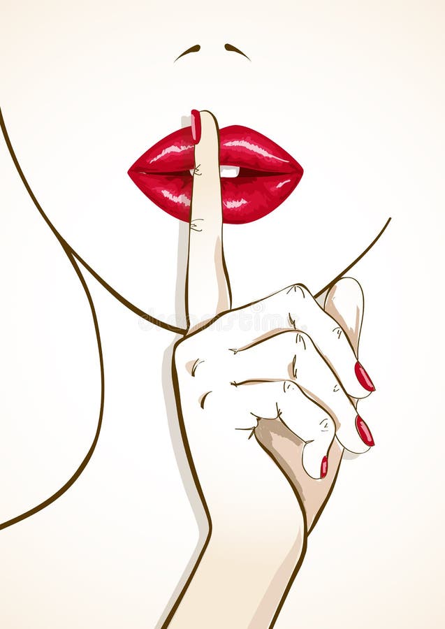 Ejemplo de los labios de la mujer con el finger en shh muestra ilustración del vector Ejemplo de los labios de la mujer con el finger en shh muestra ilustración del vector