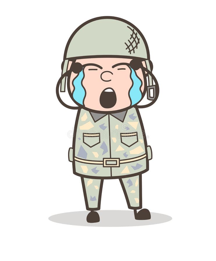 Ejemplo de sargento Crying Face Vector de la historieta ilustración del vector