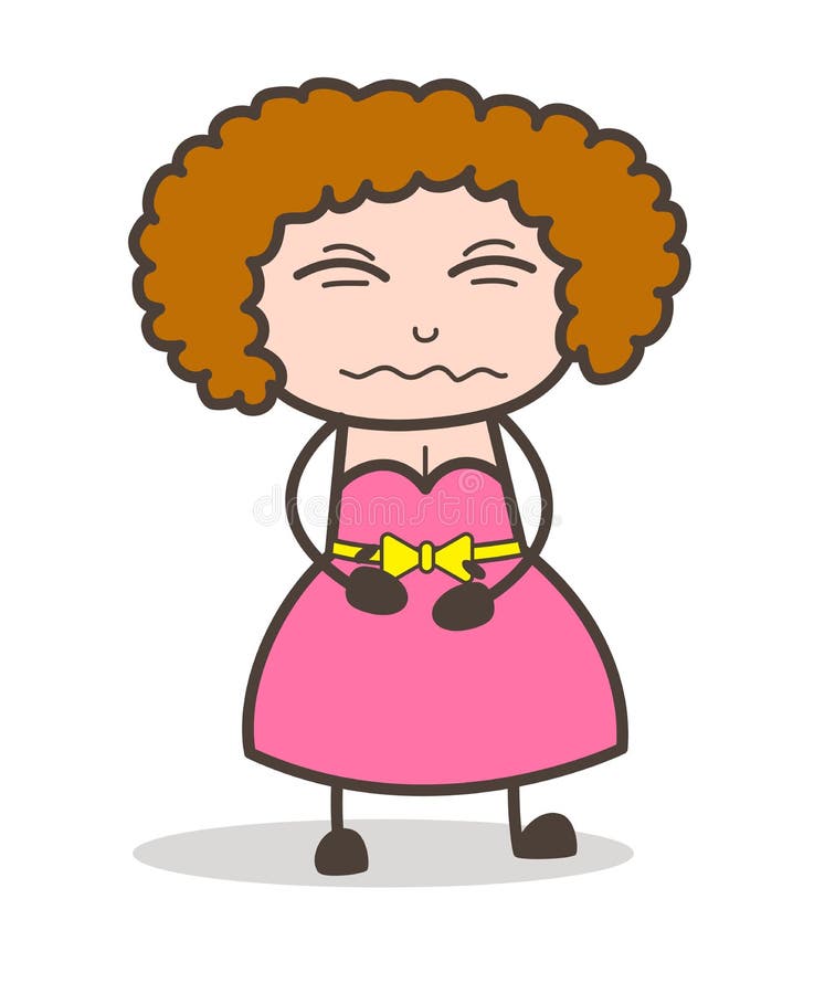 Ejemplo de señora joven Confounded Face Vector de la historieta stock de ilustración