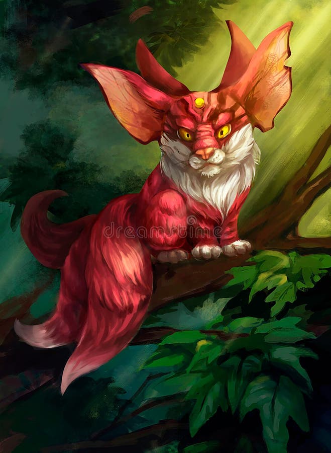 Ejemplo de un animal fabuloso en el bosque ilustración del vector Ejemplo de un animal fabuloso en el bosque ilustración del vector