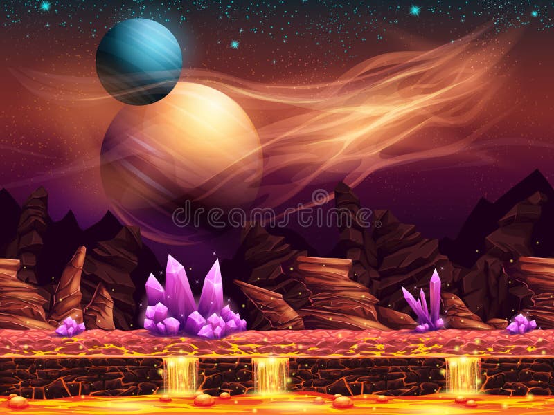 Ejemplo de un paisaje fantástico - el planeta rojo libre illustration