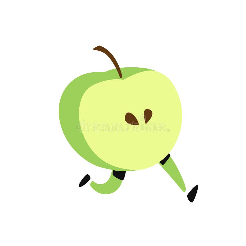 Ejemplo de una manzana corriente Vector Icono de la fruta verde sabrosa Estilo plano de la historieta Logotipo del servicio de en stock de ilustración Ejemplo de una manzana corriente Vector Icono de la fruta verde sabrosa Estilo plano de la historieta Logotipo del servicio de en stock de ilustración