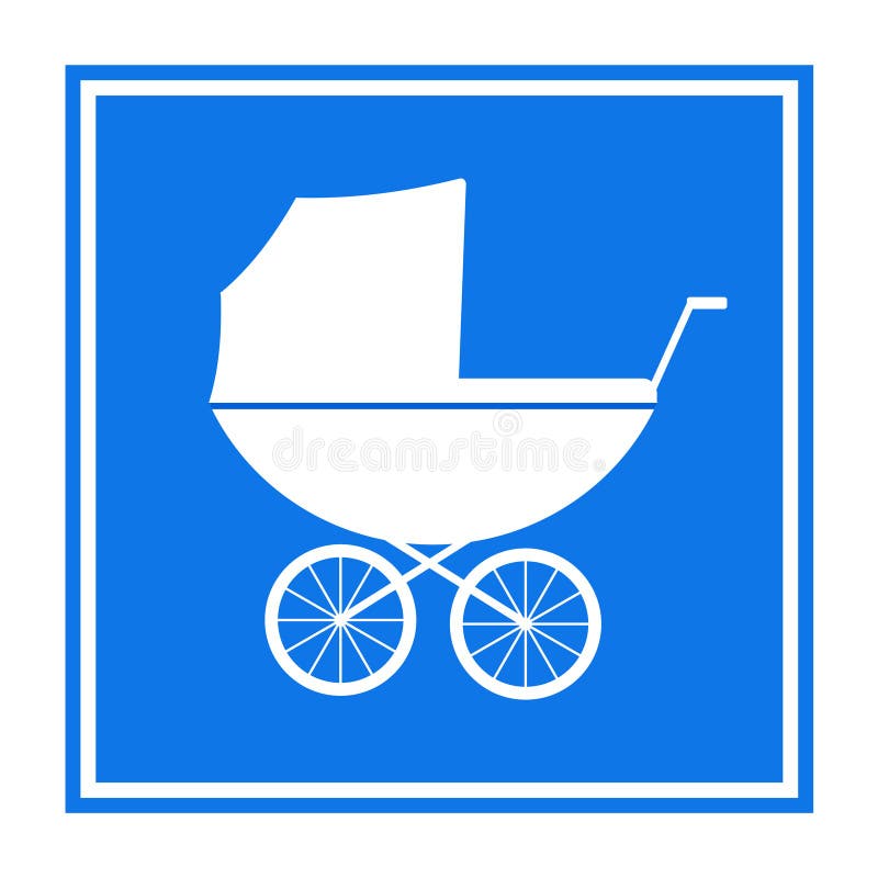 Ejemplo de una muestra de un carro de bebé en un fondo azul ilustración del vector Ejemplo de una muestra de un carro de bebé en un fondo azul ilustración del vector