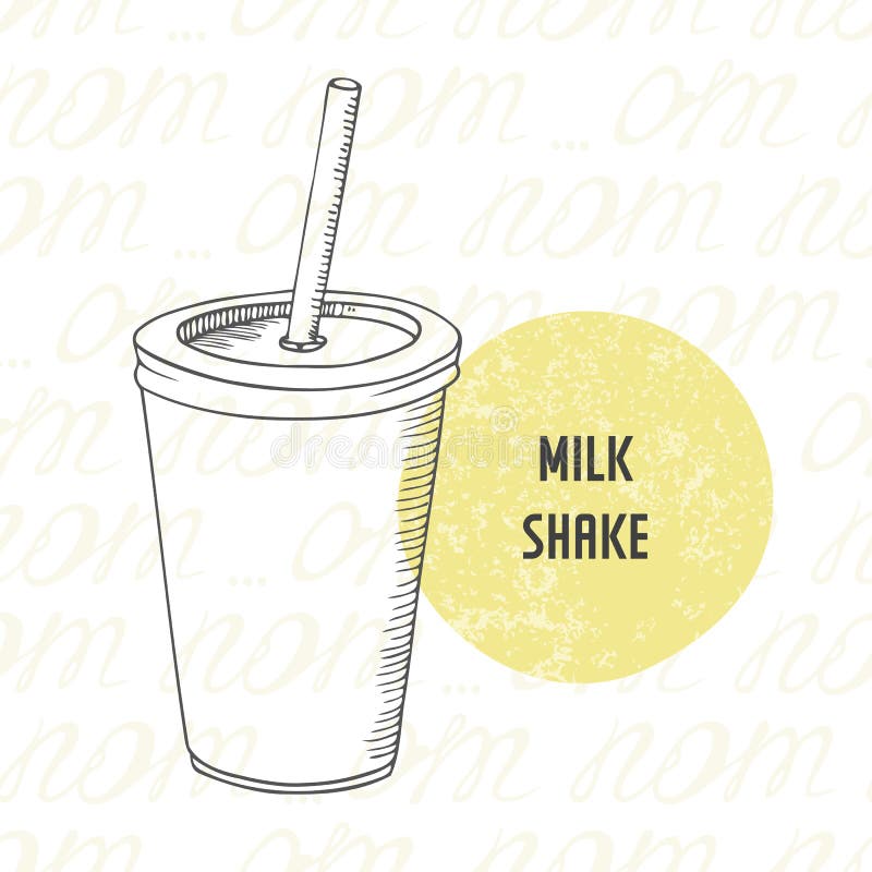 Ejemplo del batido de leche dibujado mano en la taza de papel con el palillo libre illustration Ejemplo del batido de leche dibujado mano en la taza de papel con el palillo libre illustration