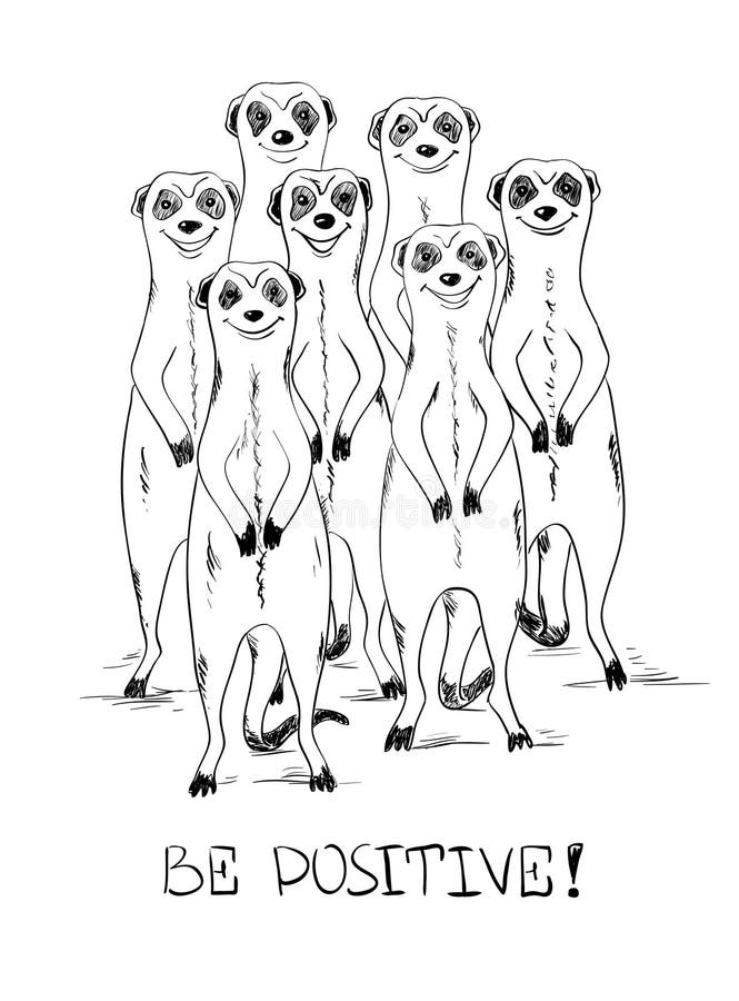 Ejemplo del bosquejo con Meerkats divertido libre illustration Ejemplo del bosquejo con Meerkats divertido libre illustration