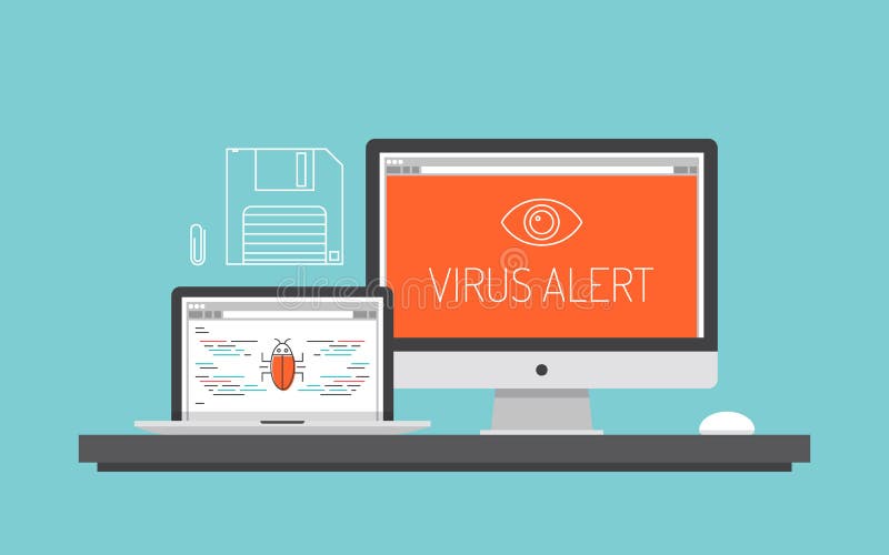 Ejemplo del concepto de la alarma del virus de ordenador libre illustration