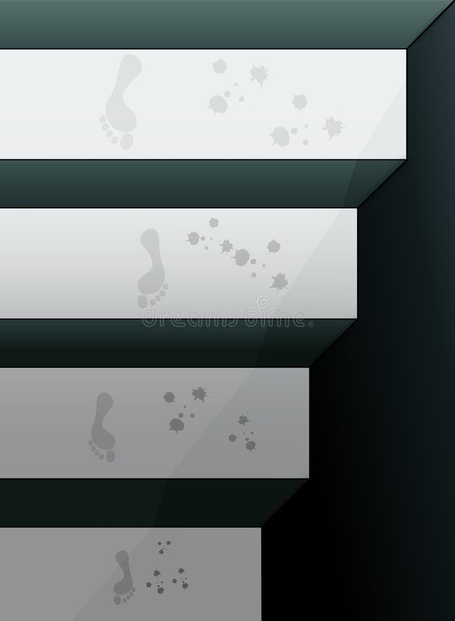 ejemplo del ` de la escena de las escaleras del ` 3D-look con huellas y manchas de sangre libre illustration ejemplo del ` de la escena de las escaleras del ` 3D-look con huellas y manchas de sangre libre illustration