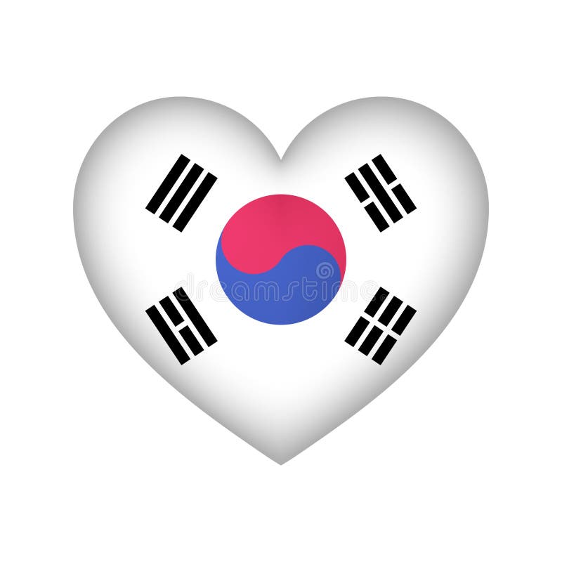 Ejemplo del diseño del vector del corazón de la bandera de República de Corea stock de ilustración Ejemplo del diseño del vector del corazón de la bandera de República de Corea stock de ilustración