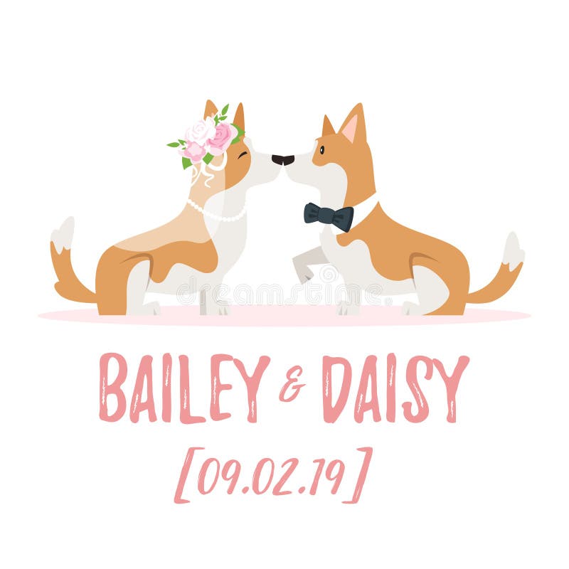 Ejemplo del día de boda con el perro stock de ilustración Ejemplo del día de boda con el perro stock de ilustración