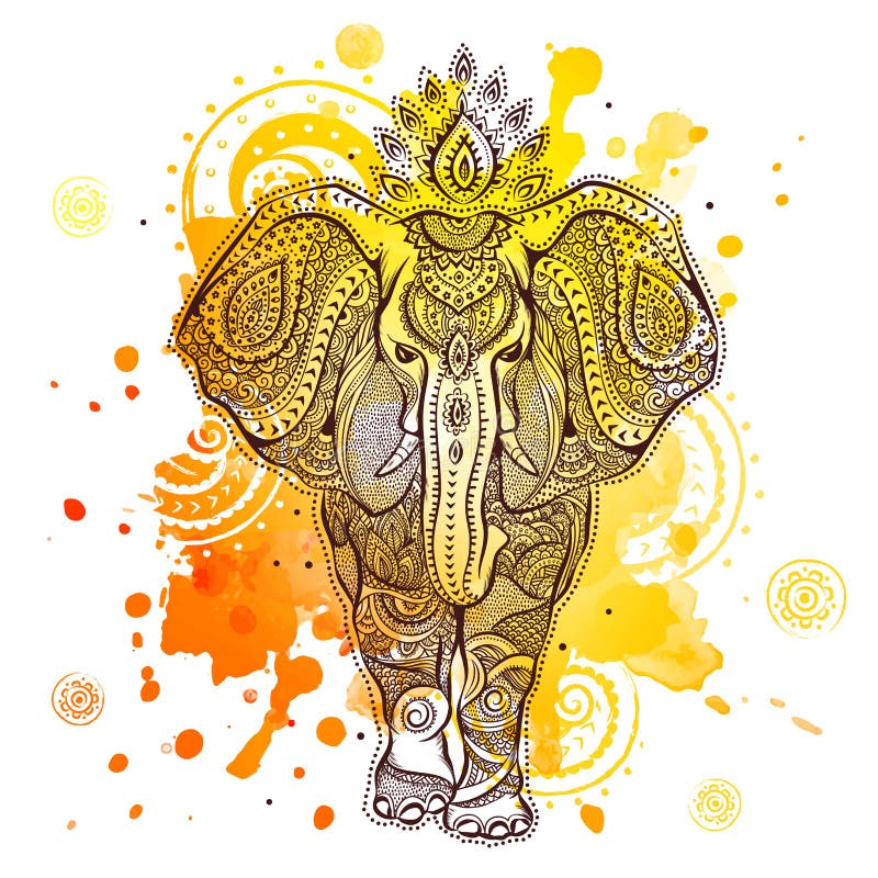 Ejemplo del elefante del vector con la acuarela ilustración del vector Ejemplo del elefante del vector con la acuarela ilustración del vector
