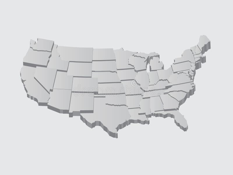 Ejemplo del mapa del vector de Estados Unidos 3D ilustración del vector Ejemplo del mapa del vector de Estados Unidos 3D ilustración del vector