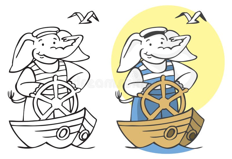 Ejemplo del marinero del elefante ilustración del vector Ejemplo del marinero del elefante ilustración del vector