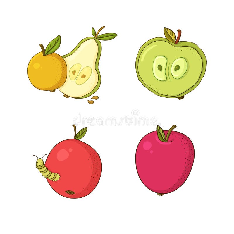 Ejemplo del vector con las manzanas y la pera ilustración del vector Ejemplo del vector con las manzanas y la pera ilustración del vector