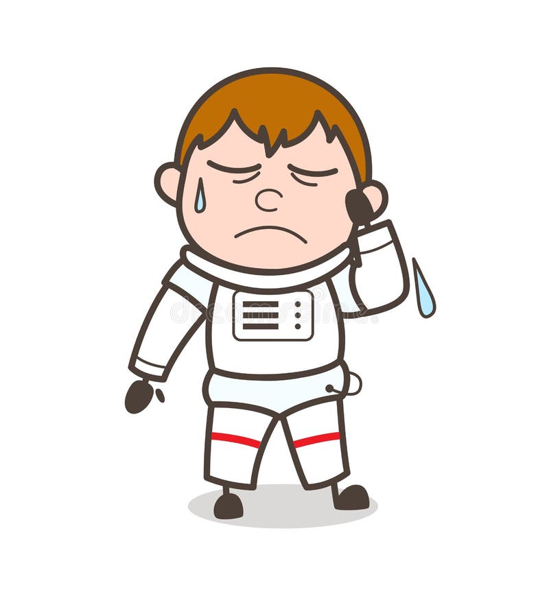 Ejemplo del vector de Crying Face Expression del astronauta de la historieta libre illustration