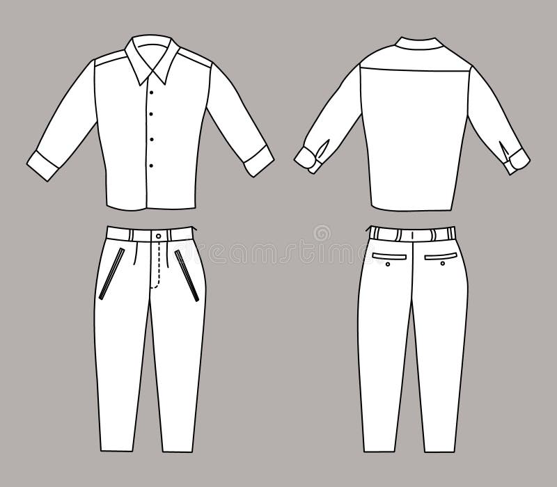 Ejemplo del vector de la camisa y pantalones del negocio, frente y visiones traseras libre illustration Ejemplo del vector de la camisa y pantalones del negocio, frente y visiones traseras libre illustration